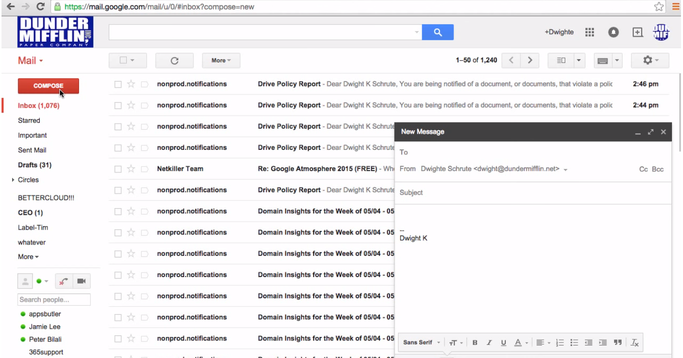 Gmail compose window 