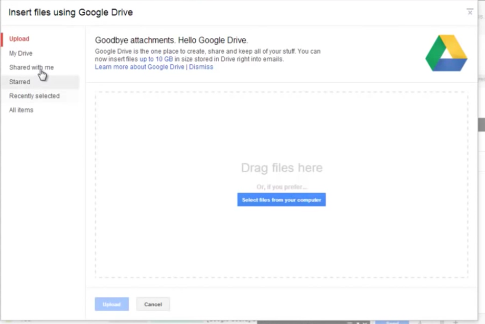 Google Drive attachment step 2 