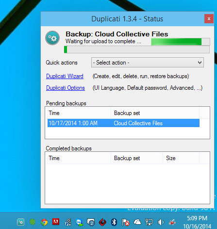 Duplicati backup complete 